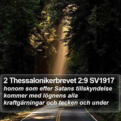2 Thessalonikerbrevet 2:9 SV1917 Bible Verse Image