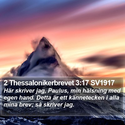 2 Thessalonikerbrevet 3:17 SV1917 Bible Verse Image