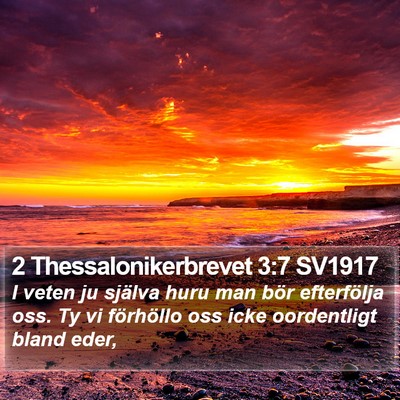 2 Thessalonikerbrevet 3:7 SV1917 Bible Verse Image