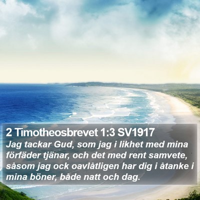 2 Timotheosbrevet 1:3 SV1917 Bible Verse Image