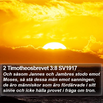 2 Timotheosbrevet 3:8 SV1917 Bible Verse Image