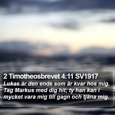 2 Timotheosbrevet 4:11 SV1917 Bible Verse Image