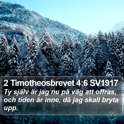 2 Timotheosbrevet 4:6 SV1917 Bible Verse Image