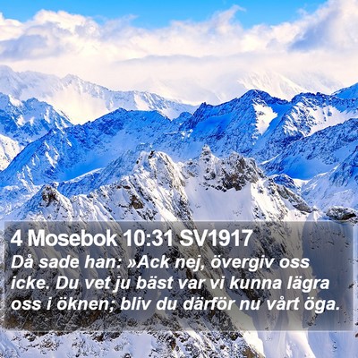 4 Mosebok 10:31 SV1917 Bible Verse Image