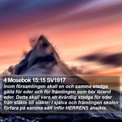 4 Mosebok 15:15 SV1917 Bible Verse Image