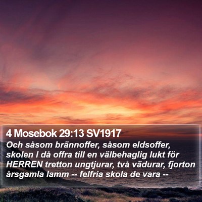 4 Mosebok 29:13 SV1917 Bible Verse Image