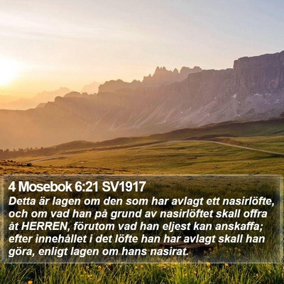 4 Mosebok 6:21 SV1917 Bible Verse Image
