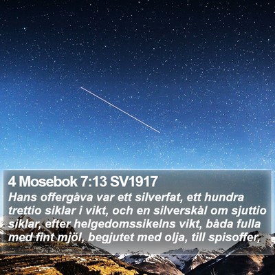 4 Mosebok 7:13 SV1917 Bible Verse Image