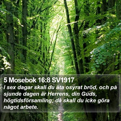 5 Mosebok 16:8 SV1917 Bible Verse Image