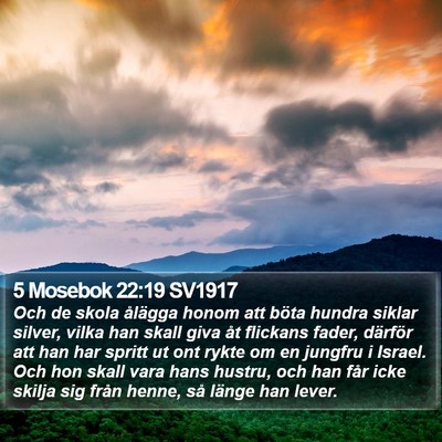 5 Mosebok 22:19 SV1917 Bible Verse Image