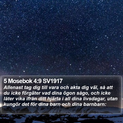 5 Mosebok 4:9 SV1917 Bible Verse Image