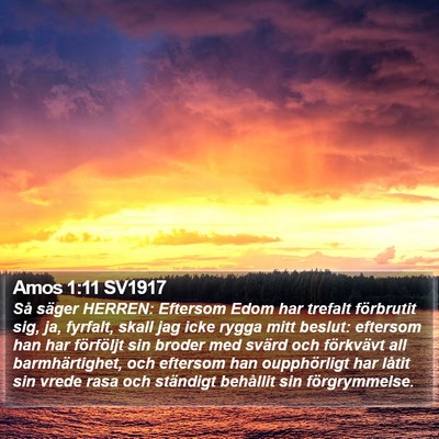 Amos 1:11 SV1917 Bible Verse Image