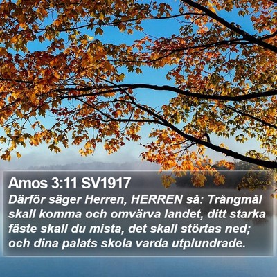 Amos 3:11 SV1917 Bible Verse Image