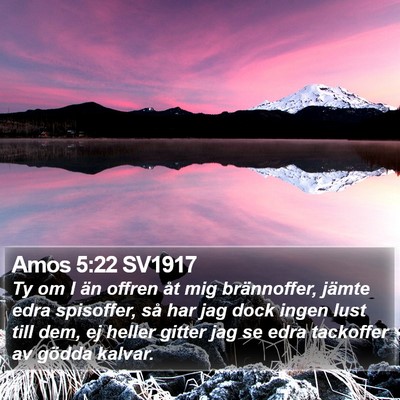 Amos 5:22 SV1917 Bible Verse Image