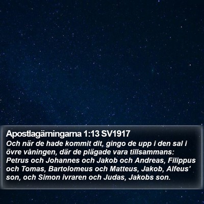 Apostlagärningarna 1:13 SV1917 Bible Verse Image