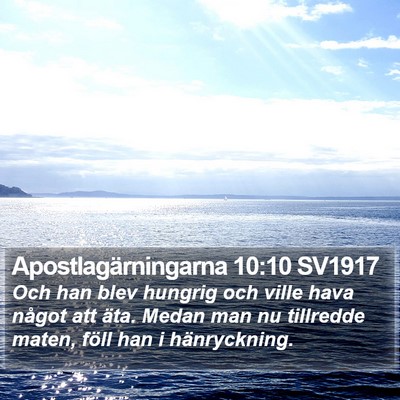Apostlagärningarna 10:10 SV1917 Bible Verse Image