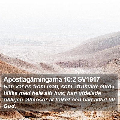 Apostlagärningarna 10:2 SV1917 Bible Verse Image