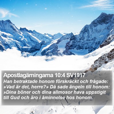 Apostlagärningarna 10:4 SV1917 Bible Verse Image