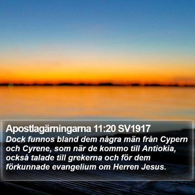 Apostlagärningarna 11:20 SV1917 Bible Verse Image