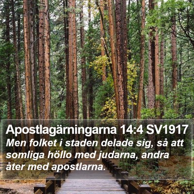 Apostlagärningarna 14:4 SV1917 Bible Verse Image