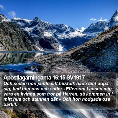 Apostlagärningarna 16:15 SV1917 Bible Verse Image