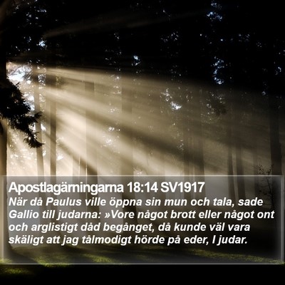Apostlagärningarna 18:14 SV1917 Bible Verse Image