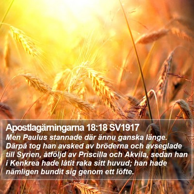 Apostlagärningarna 18:18 SV1917 Bible Verse Image