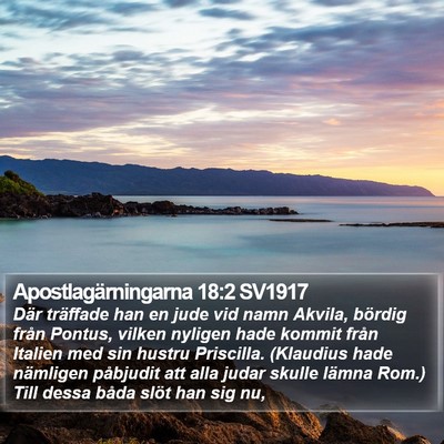 Apostlagärningarna 18:2 SV1917 Bible Verse Image