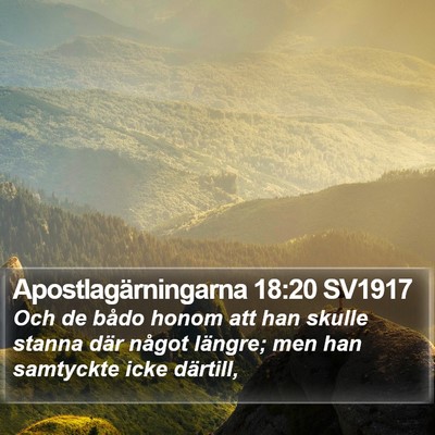 Apostlagärningarna 18:20 SV1917 Bible Verse Image