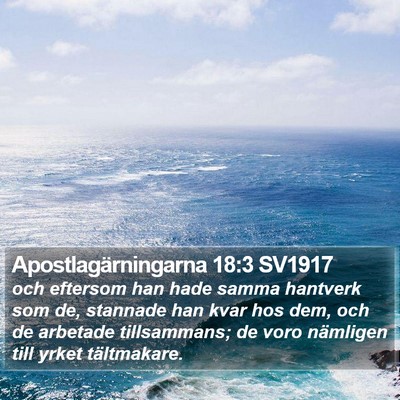 Apostlagärningarna 18:3 SV1917 Bible Verse Image