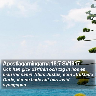 Apostlagärningarna 18:7 SV1917 Bible Verse Image