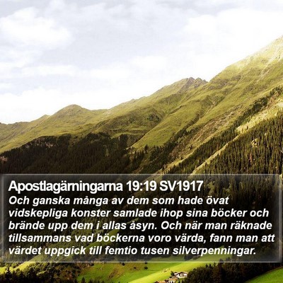 Apostlagärningarna 19:19 SV1917 Bible Verse Image