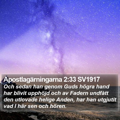 Apostlagärningarna 2:33 SV1917 Bible Verse Image