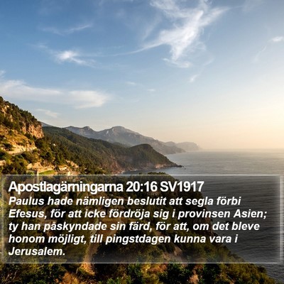 Apostlagärningarna 20:16 SV1917 Bible Verse Image
