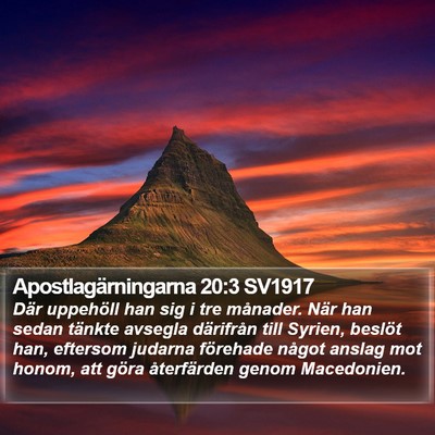 Apostlagärningarna 20:3 SV1917 Bible Verse Image
