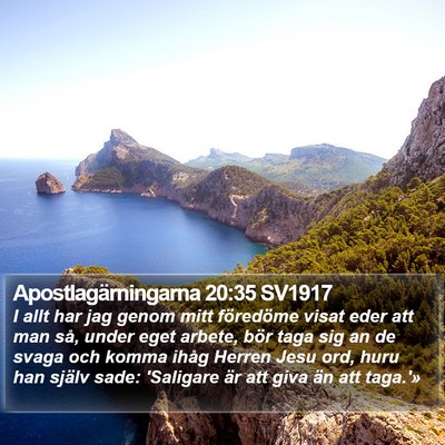 Apostlagärningarna 20:35 SV1917 Bible Verse Image