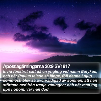 Apostlagärningarna 20:9 SV1917 Bible Verse Image