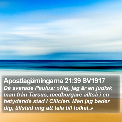 Apostlagärningarna 21:39 SV1917 Bible Verse Image