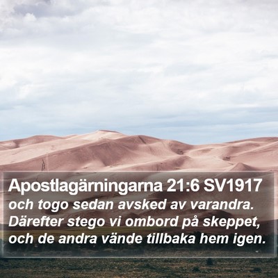Apostlagärningarna 21:6 SV1917 Bible Verse Image