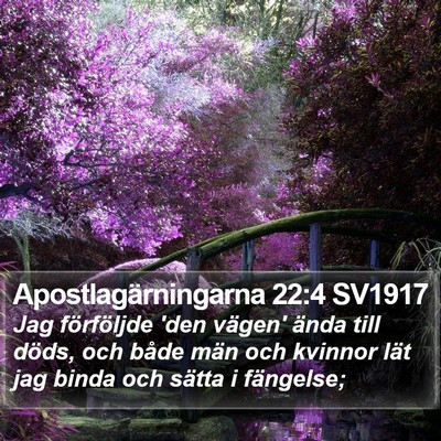 Apostlagärningarna 22:4 SV1917 Bible Verse Image