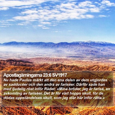 Apostlagärningarna 23:6 SV1917 Bible Verse Image
