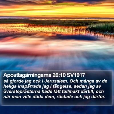 Apostlagärningarna 26:10 SV1917 Bible Verse Image