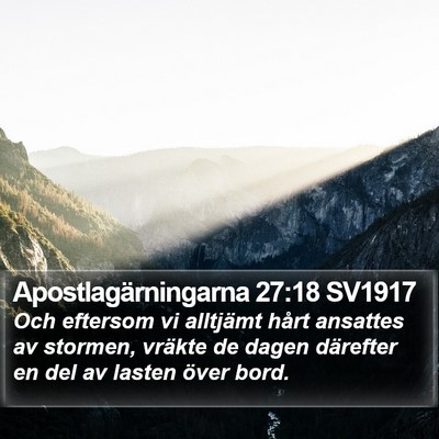 Apostlagärningarna 27:18 SV1917 Bible Verse Image