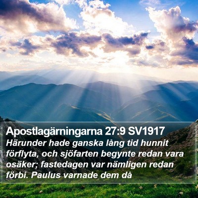 Apostlagärningarna 27:9 SV1917 Bible Verse Image