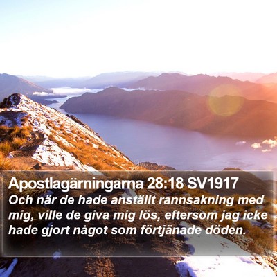 Apostlagärningarna 28:18 SV1917 Bible Verse Image
