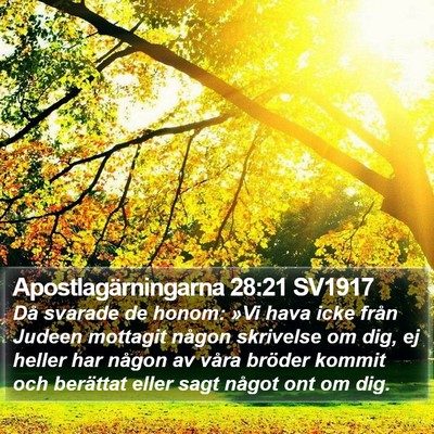 Apostlagärningarna 28:21 SV1917 Bible Verse Image