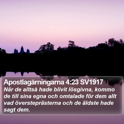 Apostlagärningarna 4:23 SV1917 Bible Verse Image