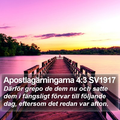 Apostlagärningarna 4:3 SV1917 Bible Verse Image