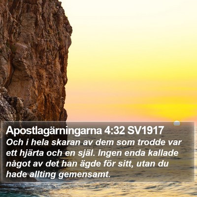 Apostlagärningarna 4:32 SV1917 Bible Verse Image