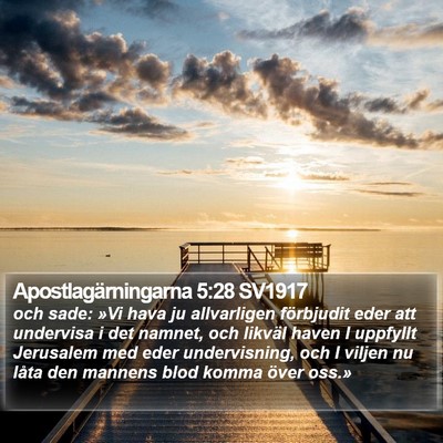 Apostlagärningarna 5:28 SV1917 Bible Verse Image